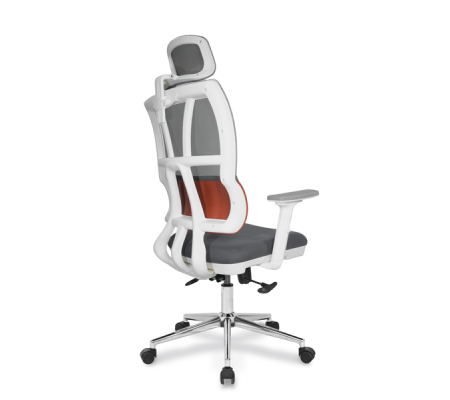 Jumbo Yarım Derili ve Fileli Beyaz Gövdeli Çalışma Koltuk